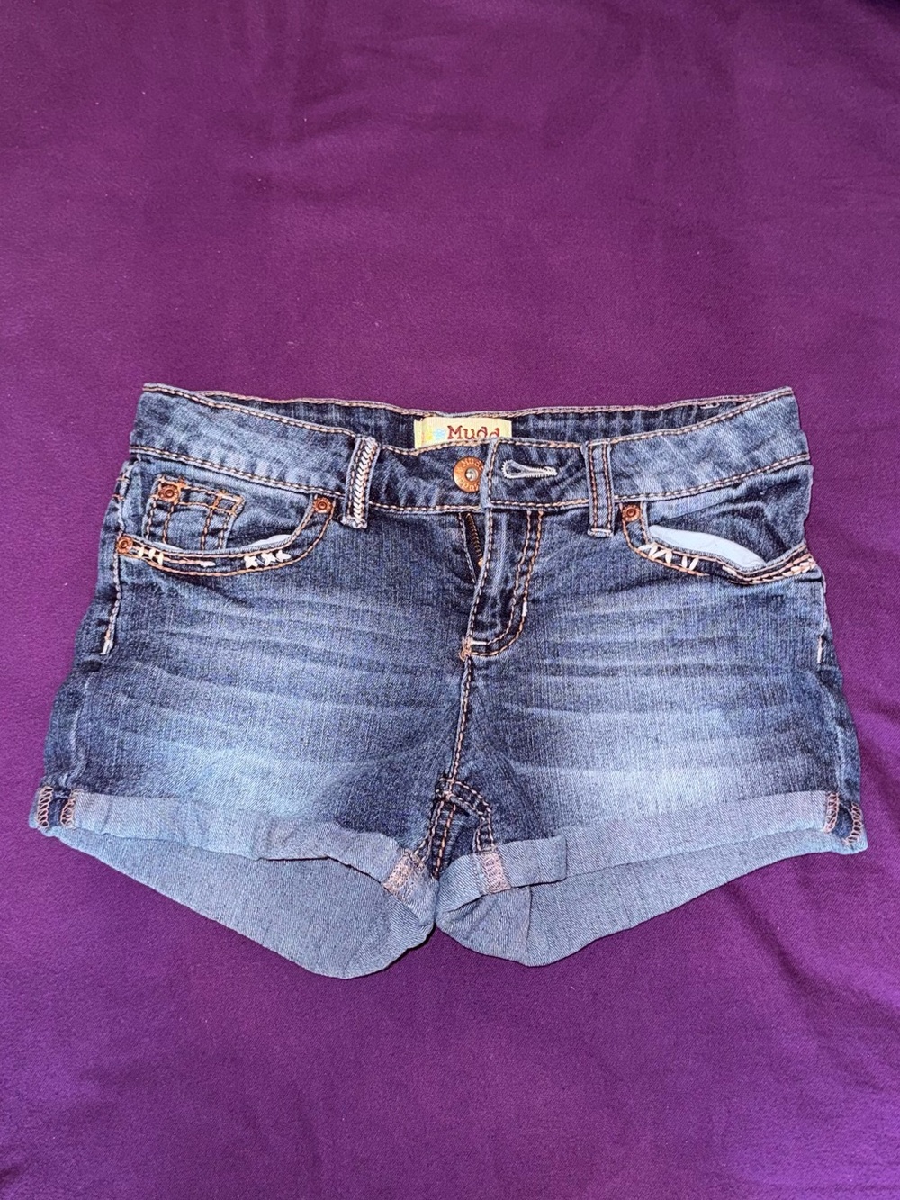 Mudd Women's Faded Blue Roll-Cuff Denim Shorts
